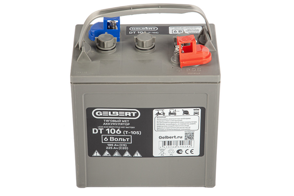 Тяговый WET аккумулятор Gelbert DT106 (T-105) 6V185A/H C5