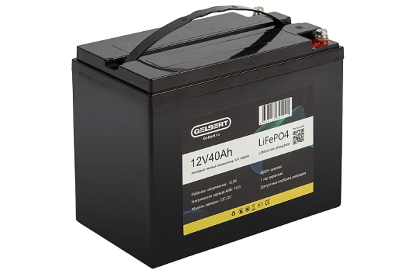 Литиевый тяговый аккумулятор Gelbert LiFePO4 (12V/40Ah/40A/480Wh) [6-EVF-45]