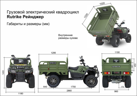 Грузовой электроквадроцикл Rutrike Рейнджер зеленый