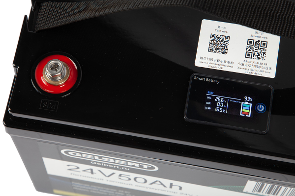 Литиевый тяговый аккумулятор Gelbert LiFePO4 (24V/50Ah/80A/1,200Wh) BT/Display