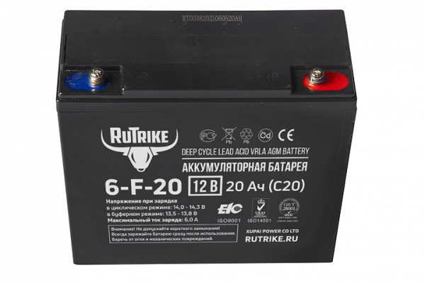 Аккумулятор RuTrike 6-F-20 (12V20A/H C20)