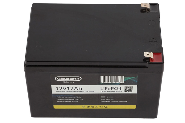 Литиевый тяговый аккумулятор Gelbert LiFePO4 (12V/12Ah/12A/144Wh)